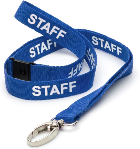 Pre-Printed Breakaway Staff Metal Clip Lanyards Neck Strap ID Badge Card Holder
