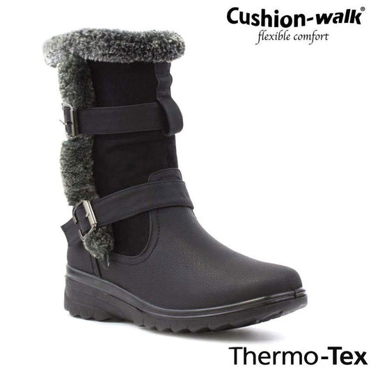 LADIES SNOW BOOTS WINTER THERMO TEX WARM THERMAL SKI FUR NON SLIP ANKLE BOOTS